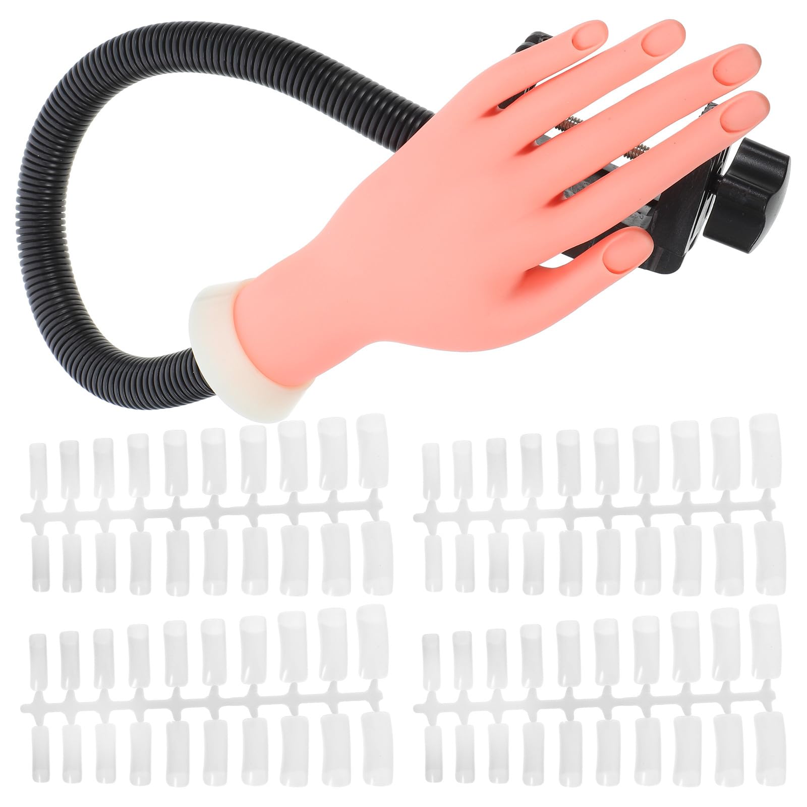 Flexibles Silikon Übungshand Modell mit 100 Kunststoff Nagelkunst Nagelspitzen für Nagelkunst Übung und Maniküre Anfänger Geeignet