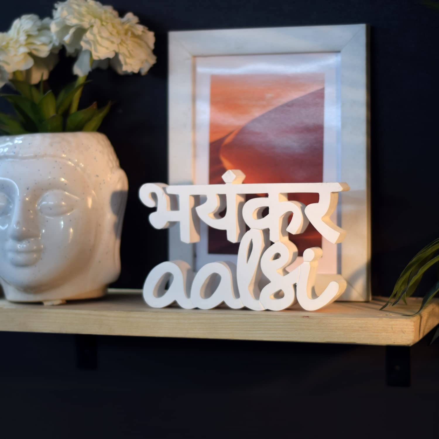 NUKKAD TALES Bhayankar Alsi White Showpiece Home Decor Items for Living Room Birthday Gift Items Gift for Lazy Friends (7 X 4.66 Inch)