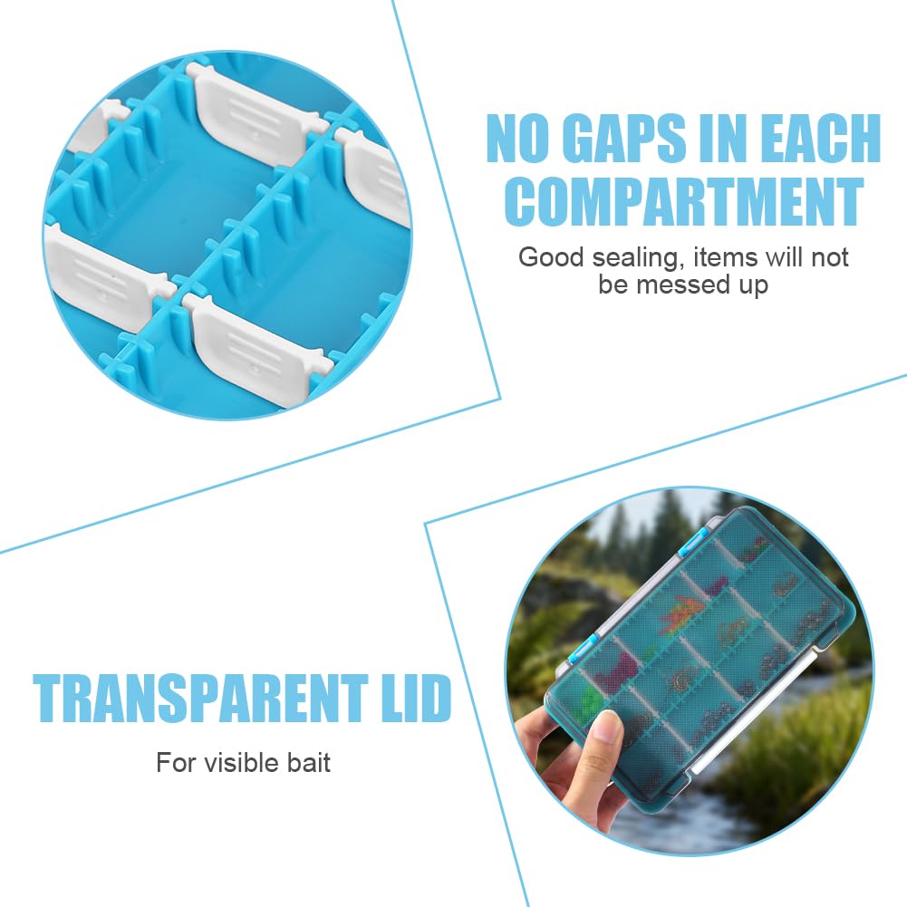 Vicloon Scatola per Attrezzatura da Pesca, Piccola Scatola Organizer per Attrezzatura da Pesca, 2 in 1 Scatole di Assortimento, con Subacquei Rimovibili, Scatole di Plastica, per Esche e Spybait, Blu
