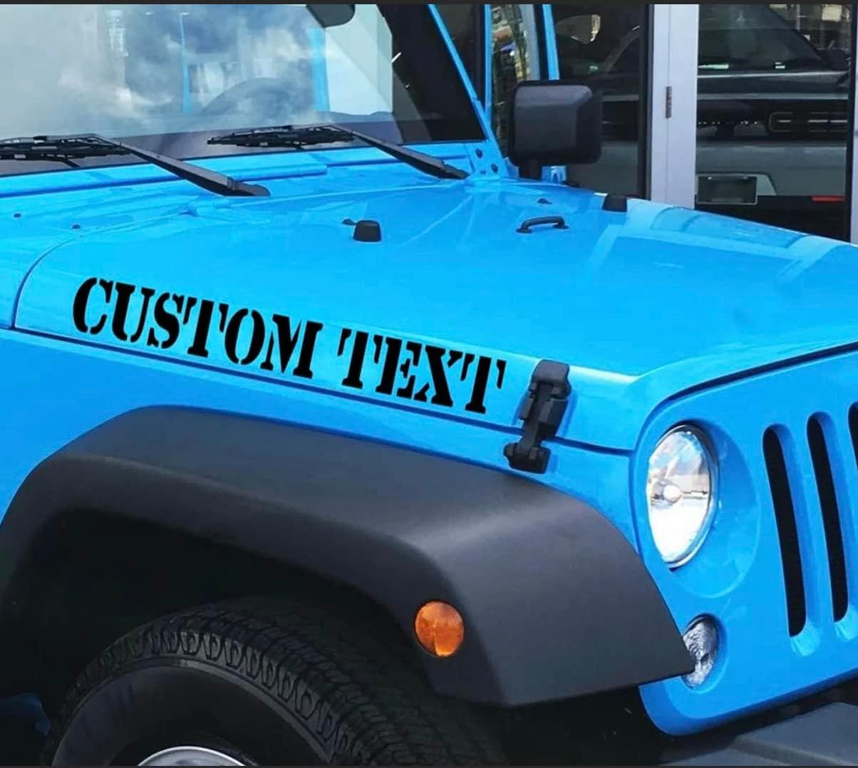 Custom Vinyl Text Car Name Hood Decal Banner, Vehicle Lettering Off-Road Stickers, UV & Weather Resistant 20 x 3.5 inches, Color & Font Options