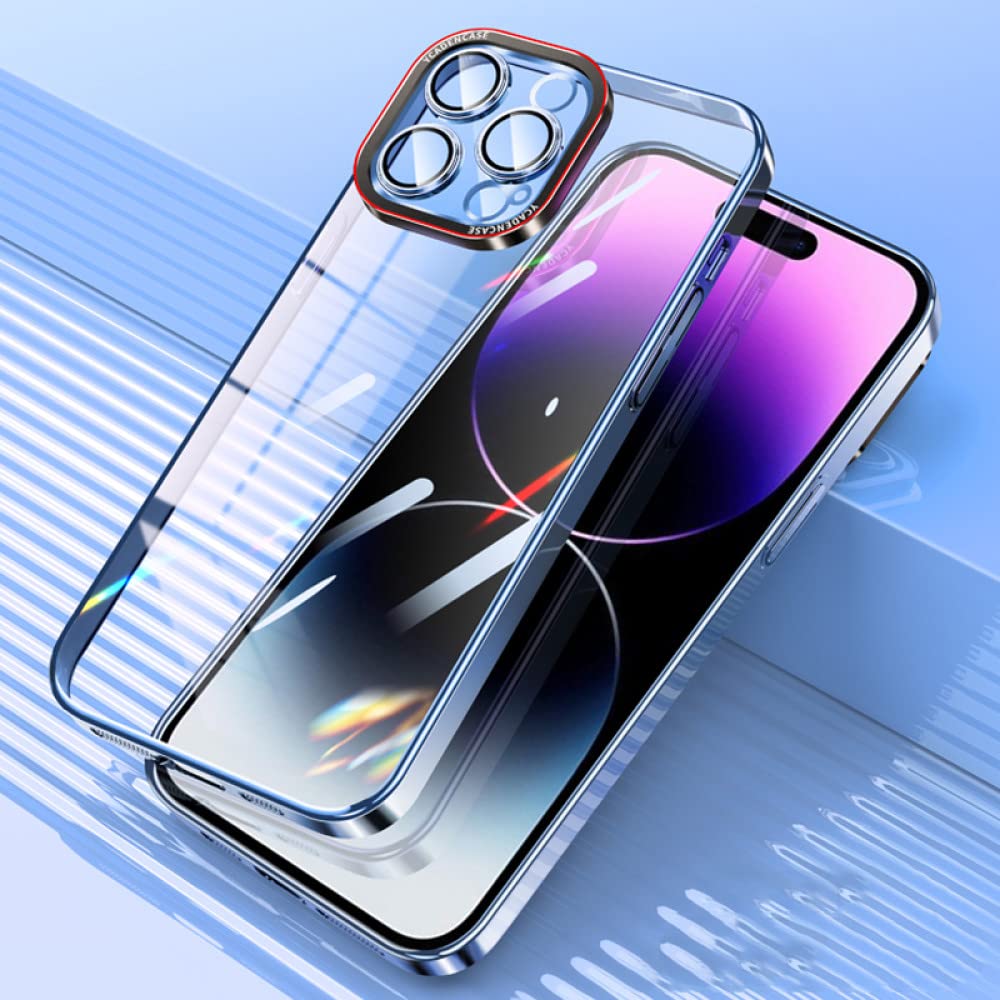 Coque iPhone 14 Pro Max antichoc transparente avec protection d'objectif en verre bleu - 7