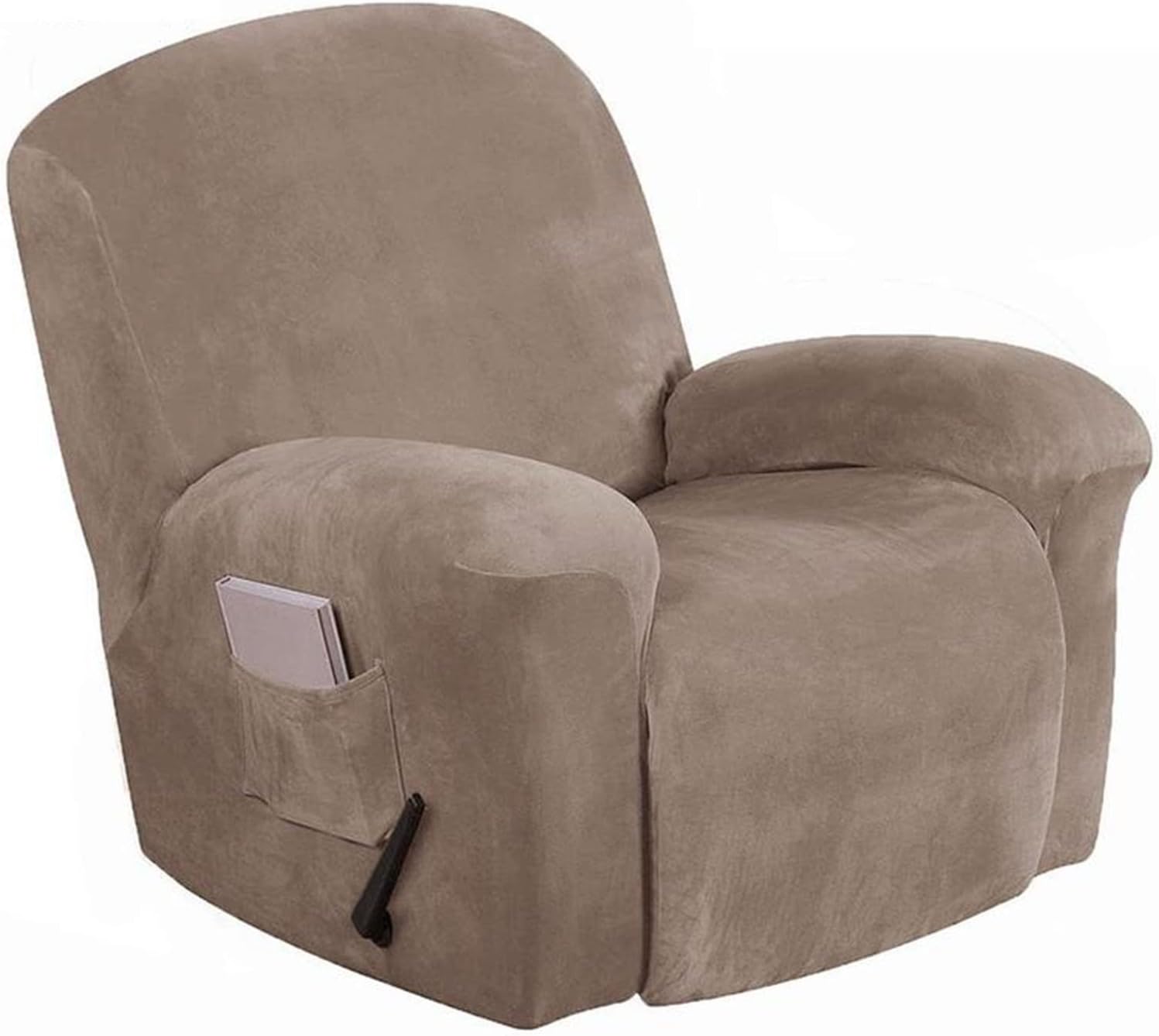 Stretch Recliner Chair Covers 4-Pieces, Velvet Recliner Covers for Recliner Chair Armchair Sofa Covers for 1 Seater Recliners Couch Covers Pets Kids Children Cats Dogs Furniture Protector