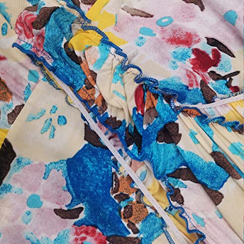 Image of OSTOO Women's 2026 Summer Boho Floral Print Tiered Casual Flowy Long Maxi Dress