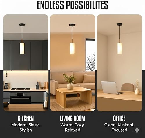 Miniatura 3 de Lámpara colgante negra de lujo con acabado dorado y altura ajustable, lámpara colgante de granja con vidrio duradero y bombilla blanca cálida para