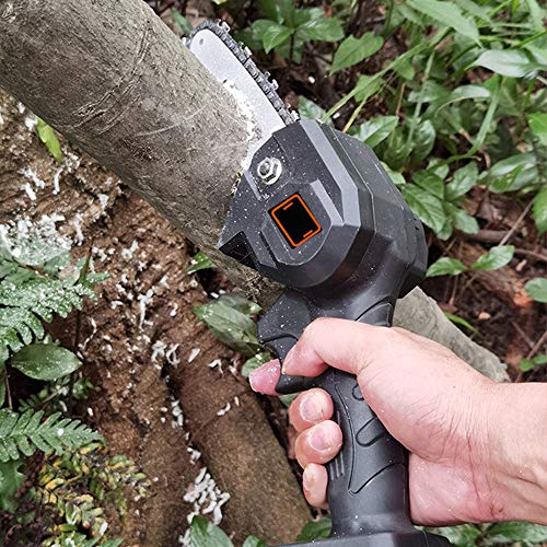 DHQH Mini Chainsaw 4-Inch Cordless Power Chain Saws, Portable Electric Chainsaw, Pruning Shears Chainsaw for Courtyard Tree Branch Wood Cutting -Black