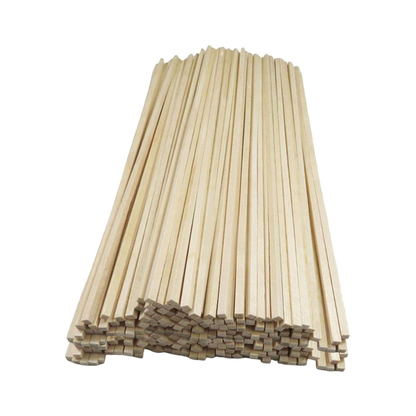 PIXZCSA 100piece Hardwood Strips Square Wood Dowel Rods for Crafting Models Unfinished Wood Squrae Sticks Crafts DIY Projects