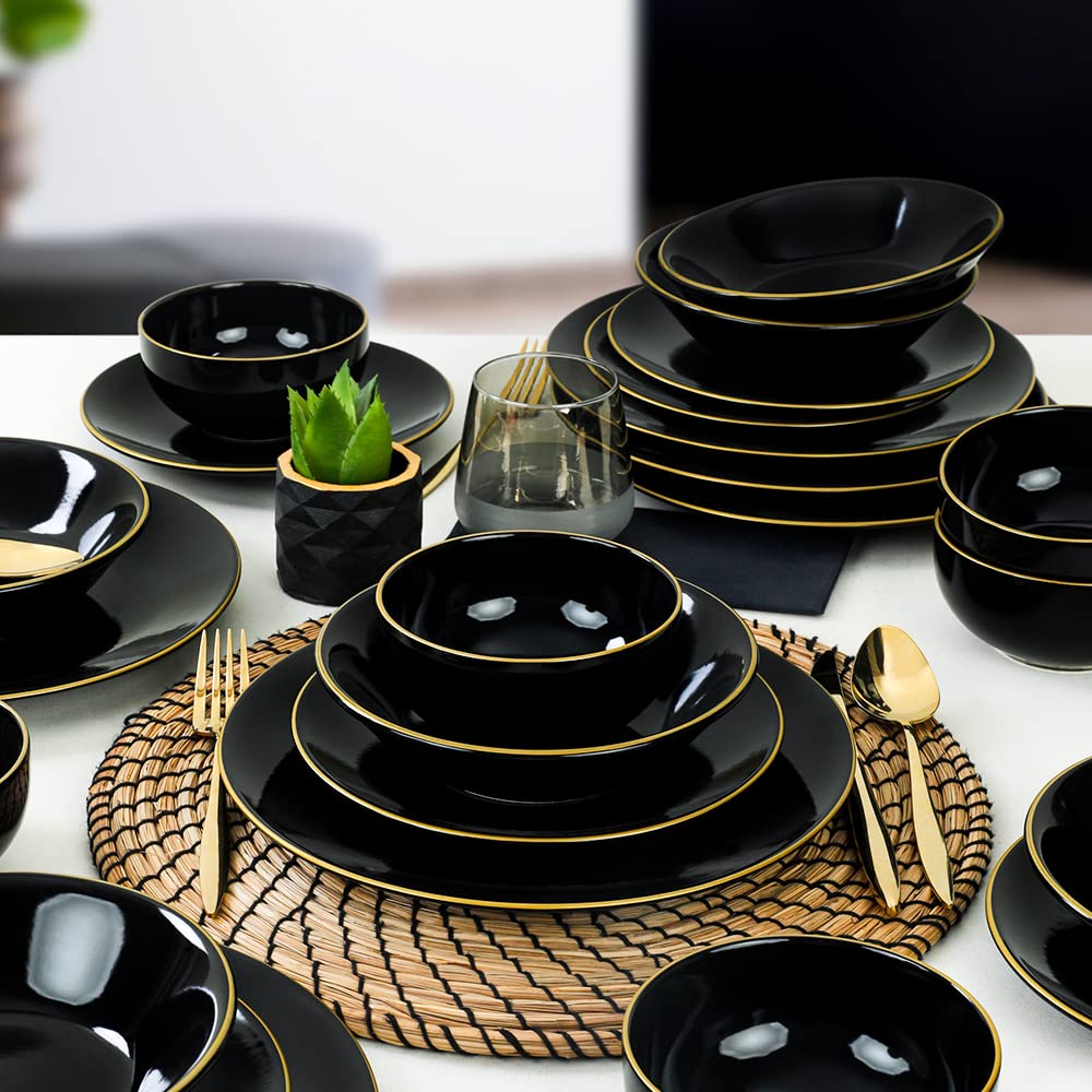 Keramika - Aegean Black Gold Dinnerware 24 Pieces for 6 Persons