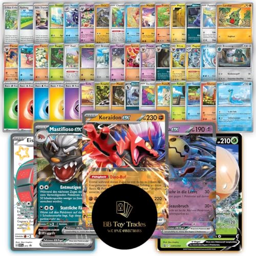 Lot de 50 cartes Pokémon + Rares GX EX ou V Card Starter Pack avec entraîneurs et énergie, pack de cartes à collectionner en BB-Toy-Trades