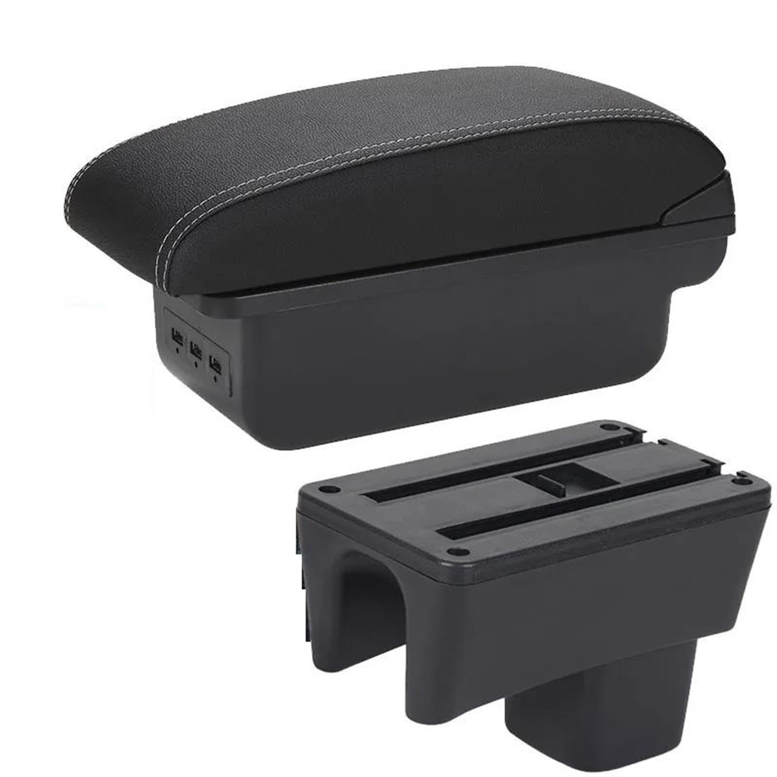 NOHEEU Car Interior Accessories Center Console Storage Box Multi-function Armrest For Swift 2005-2023(B3 Black white 3USB)