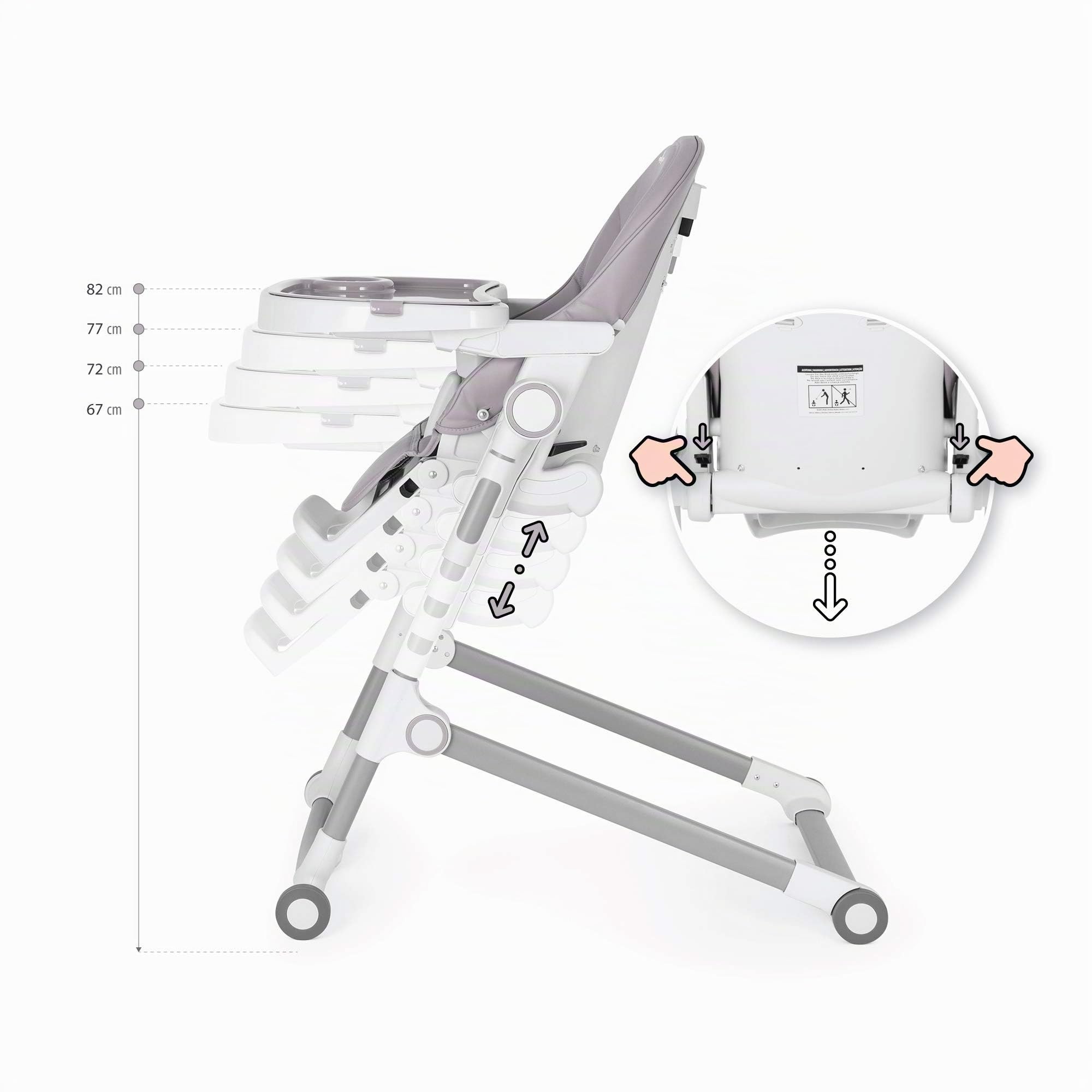 Engel & Storch Baby Hochstuhl HUGO Kinderhochstuhl Babystuhl mitwachsender Hochstuhl Verstellbar und Klappbar, Abnehmbares Tablett und inklusive Spielebogen - in der Farbe Grau