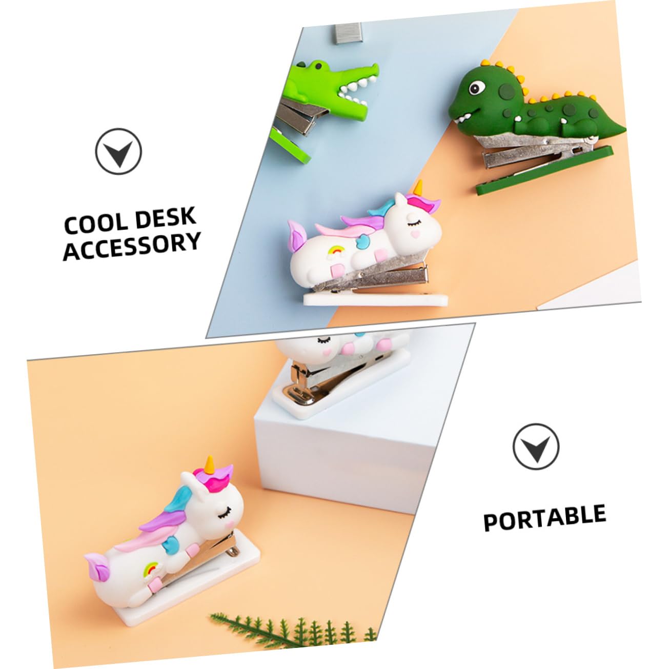 HOMSFOU 3 Set Mini Base Scuola Piccolo Macchina Carino Scrivania Cucitrice Servizi Di Animale Carini Cerogde Per L'ufficio Di Casa Cute Cupler Mini Acciaio Inossidabile 3 Pezzi * 3