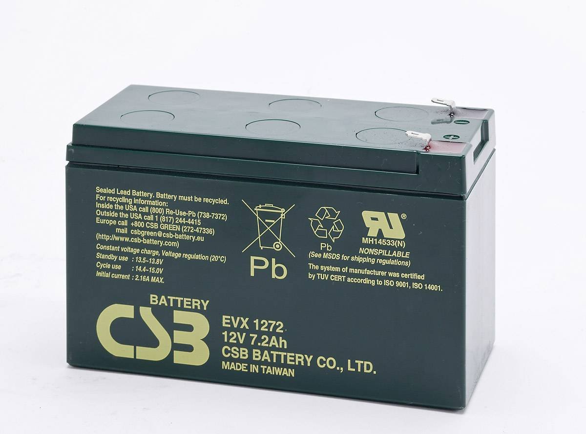 CSB EVX1272F2 Battery 12V 7.2Ah AGM 151x99x65mm High Charge Cycles