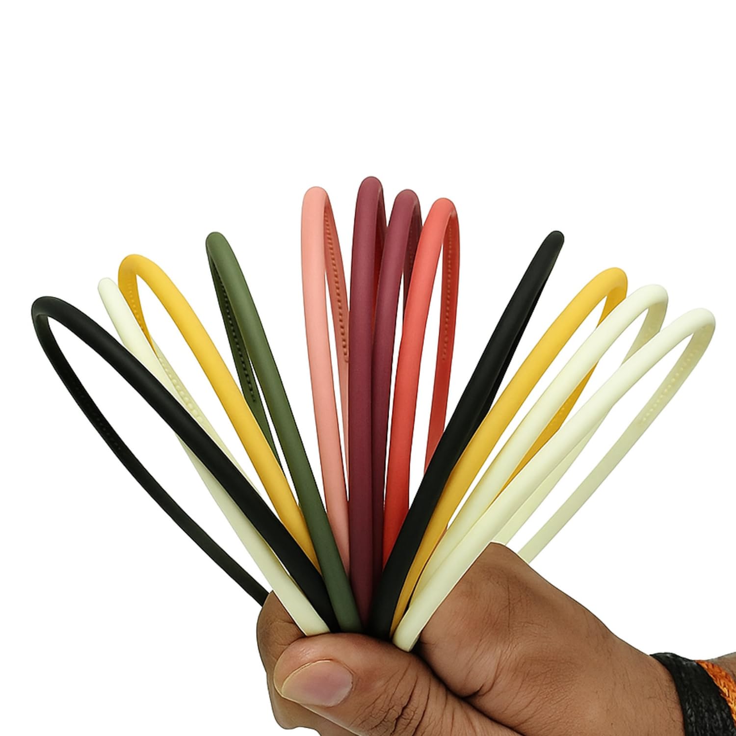 ANNA CREATIONS Plastic Headbands with Teeth – Pack of 12 | DIY Craft, Sports Hair Bands for Women, Girls, Teens, Kids – Durable, Lightweight Hair Accessories (MULTICOLOR/MATTE 0.5CM, Medium)-image-42