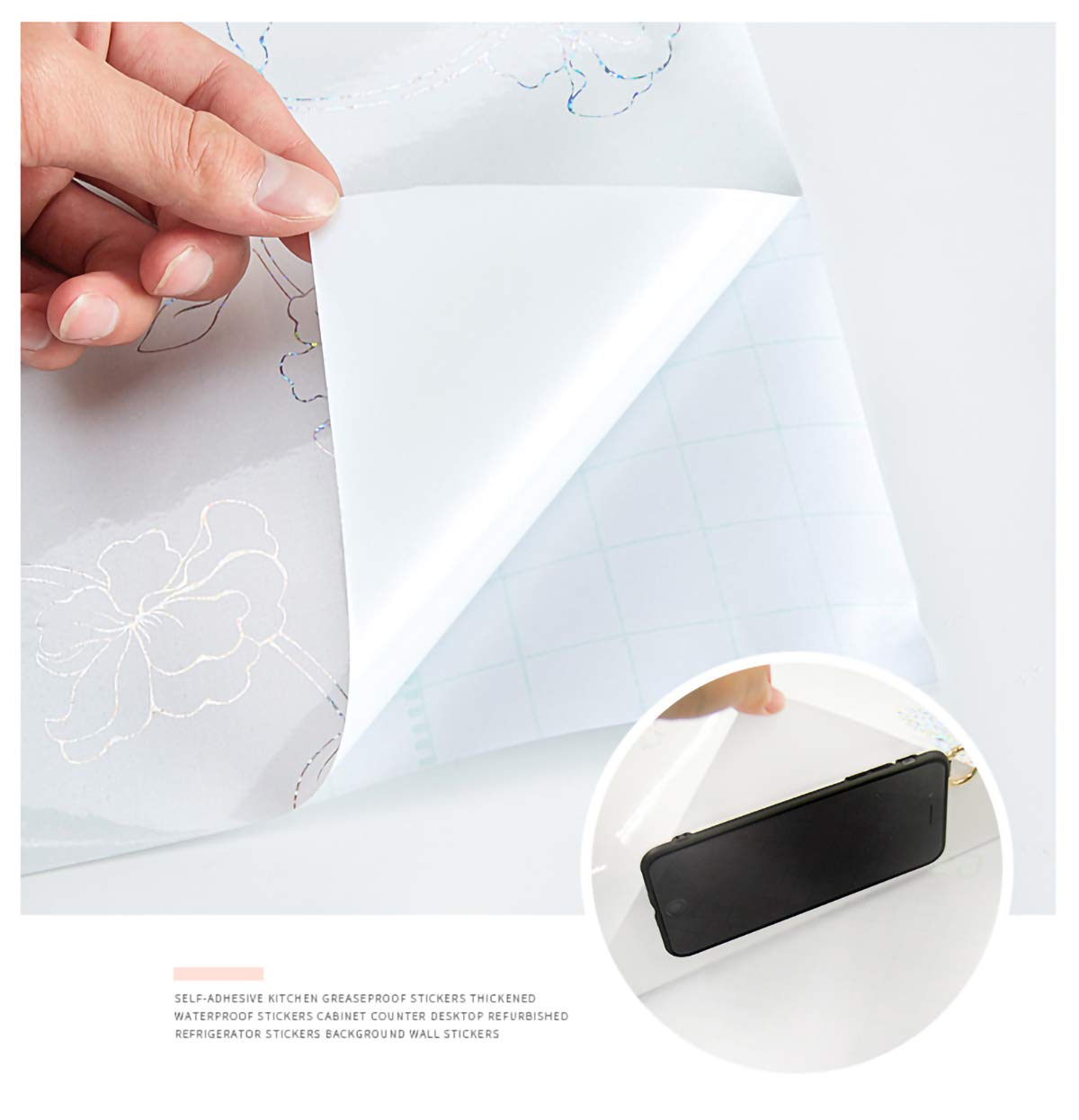 Carta Adesiva per Mobili Fatta di Adesivi in PVC Carta Vinilica in Marmo per Mobili Antichi Superficie di Copertura per Mobili Cucina-Laser Bianco 60cm*5m