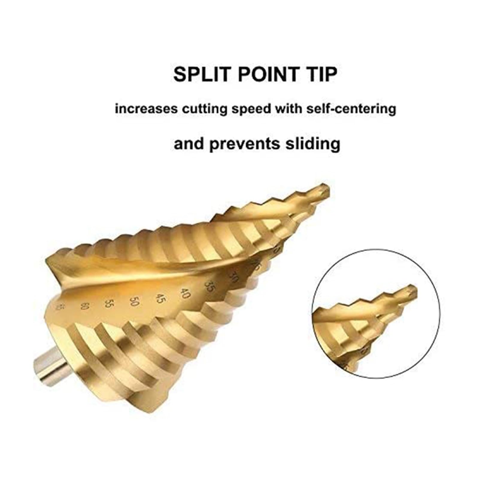 12 stopni 6-60 mm Wiertło stopniowe z rowkiem spiralnym HSS Tytanowe wykrawacze do otworów schodkowe(Golden)