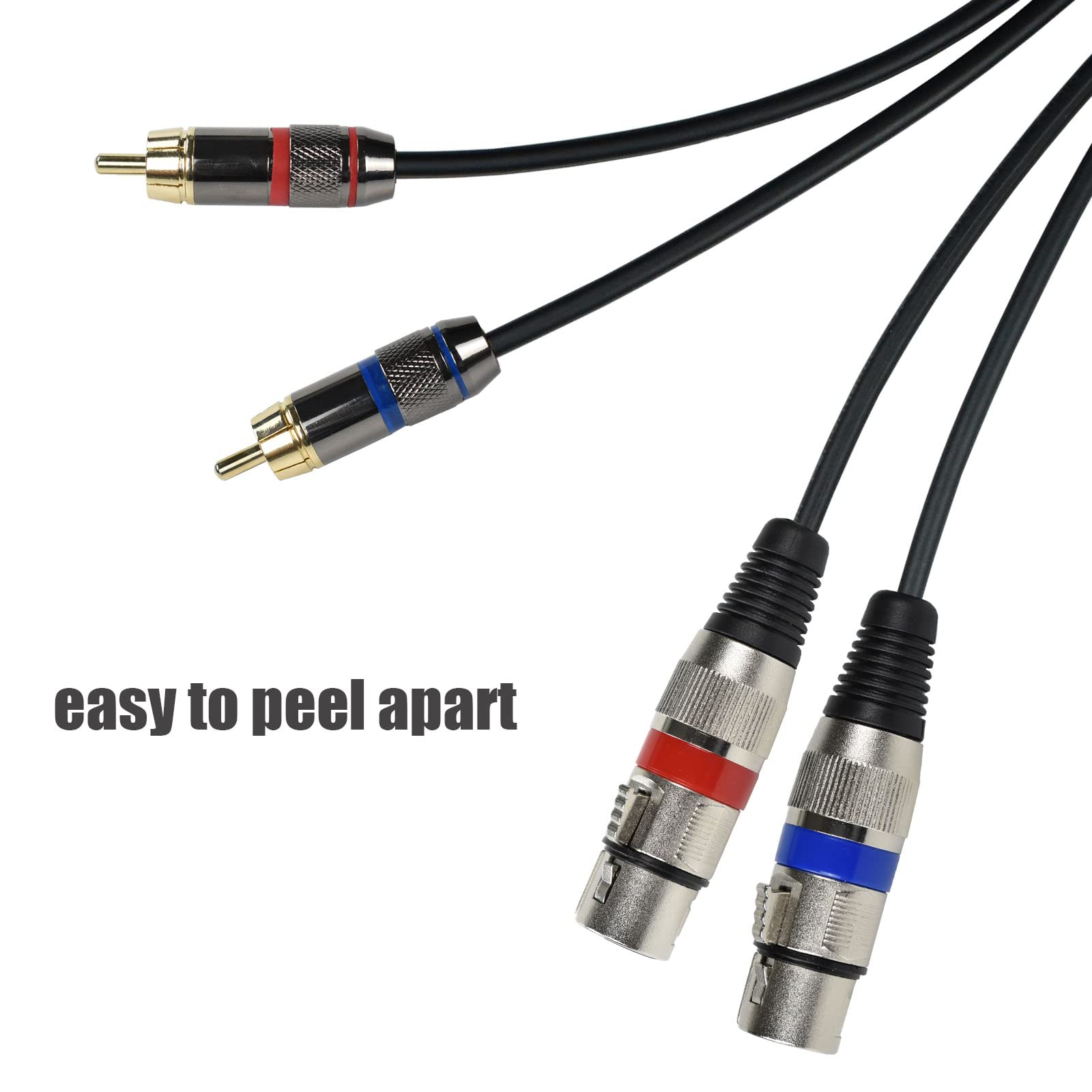 Podwójny kabel XLR żeński na podwójny RCA męski kabel głośnikowy zrównoważony 3-pinowy do RCA niezrównoważony kabel głośnikowy pozłacany OFC ekranowany bezgłośny do miksera skrzynki