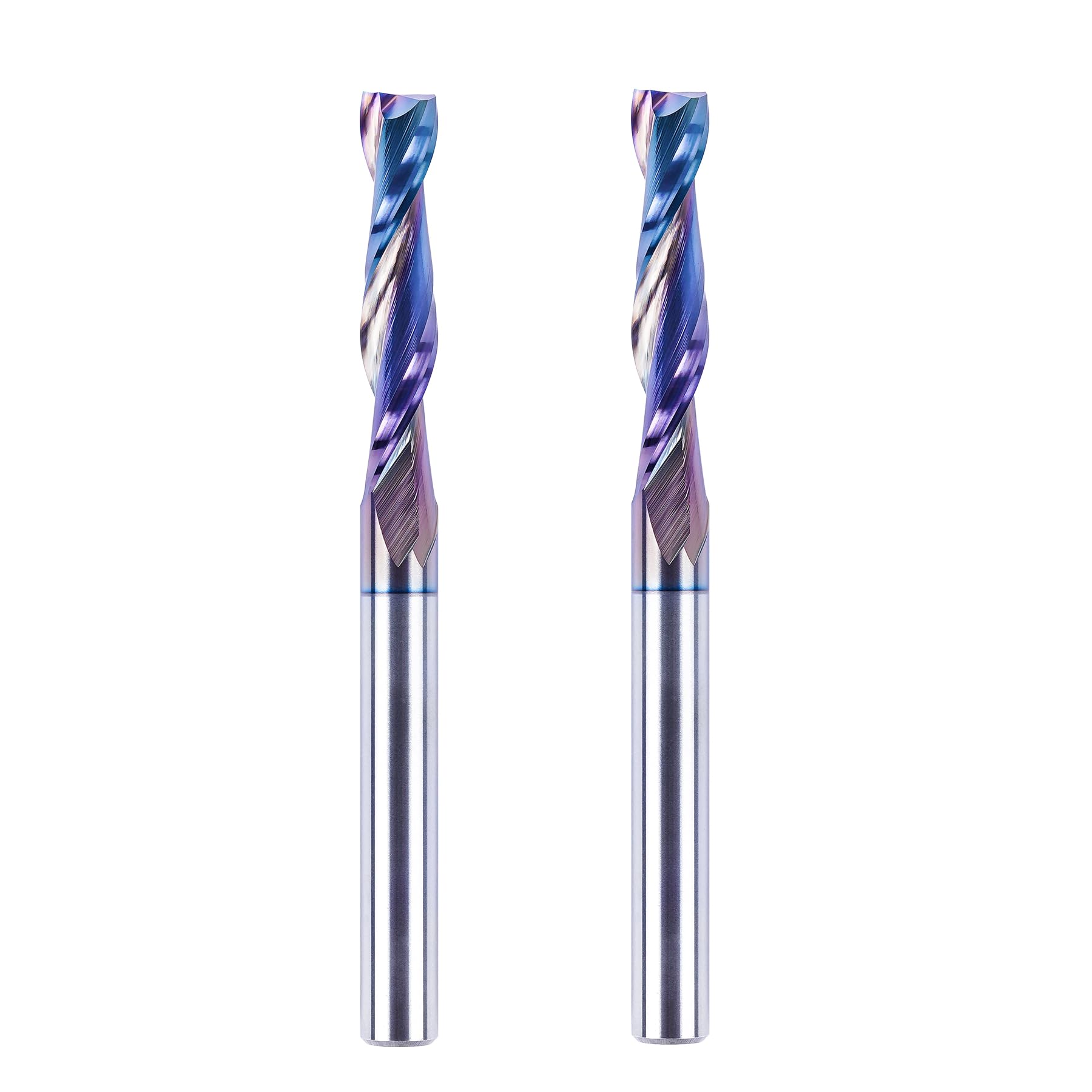 SpeTool 2-Piece Spiral Upcut Router Bit 1/4 Inch Shank , 1-1/4 Inch Cutting Length 3 Inch OVL, TAC Coated Carbide Router Bit for CNC Woodworking Inlay