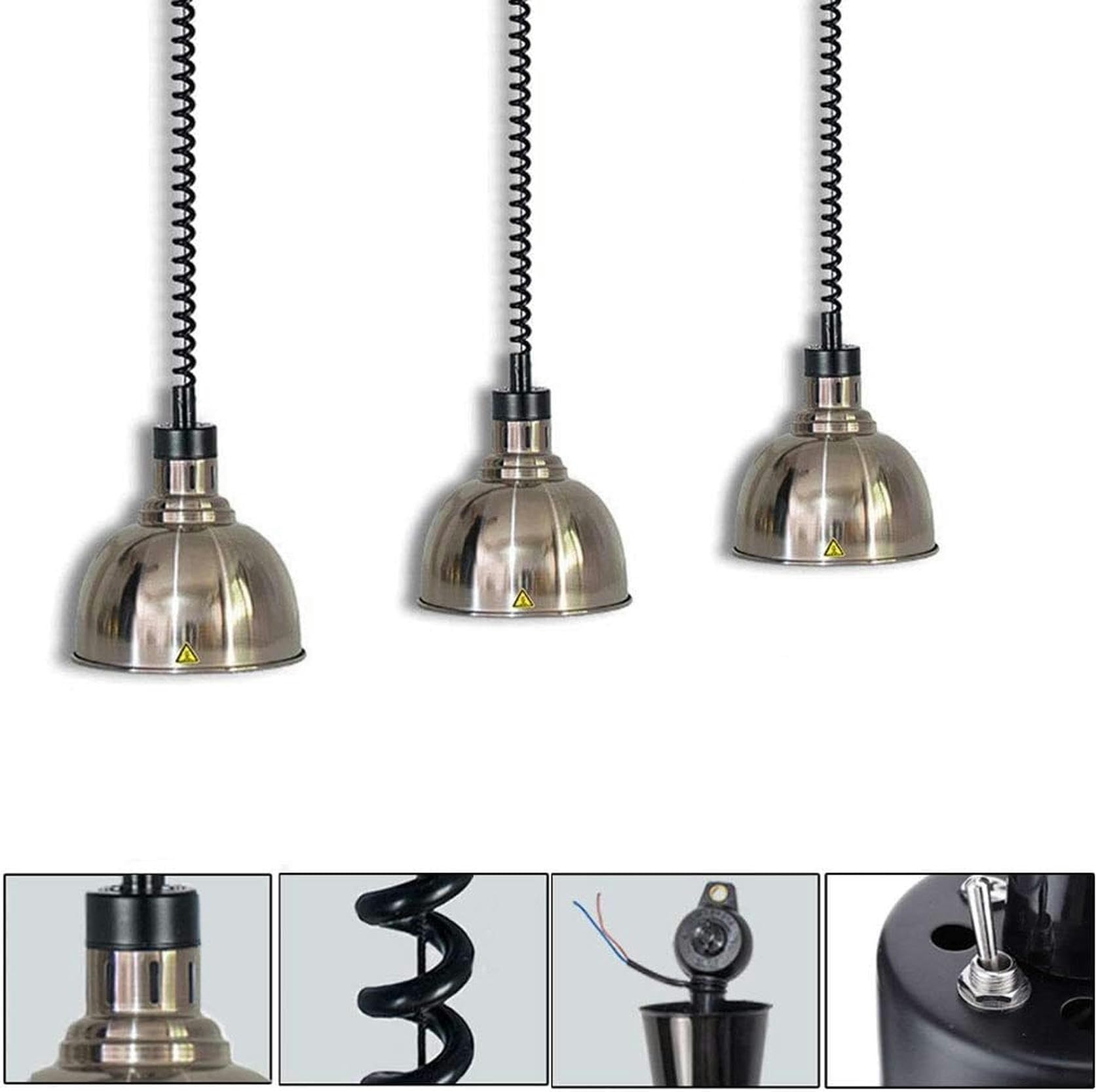 Commerciale Lampada Scaldavivande, Lampada Infrarossi Riscaldamento Lampada di Calore Alimentare Lampadario Vintage per Buffet Cucine, Mantieni il Sapore del Cibo, 250W-！