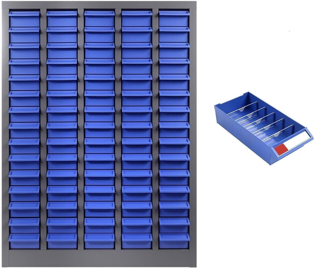 75 Drawers Nut and Bolt Organizer, Stainless Steel Drawers Parts Cabinet with Stackable ABS Drawers and Identification Labels, Tool Cabinet with Drawer for Garage, Workshop, Home Hardware