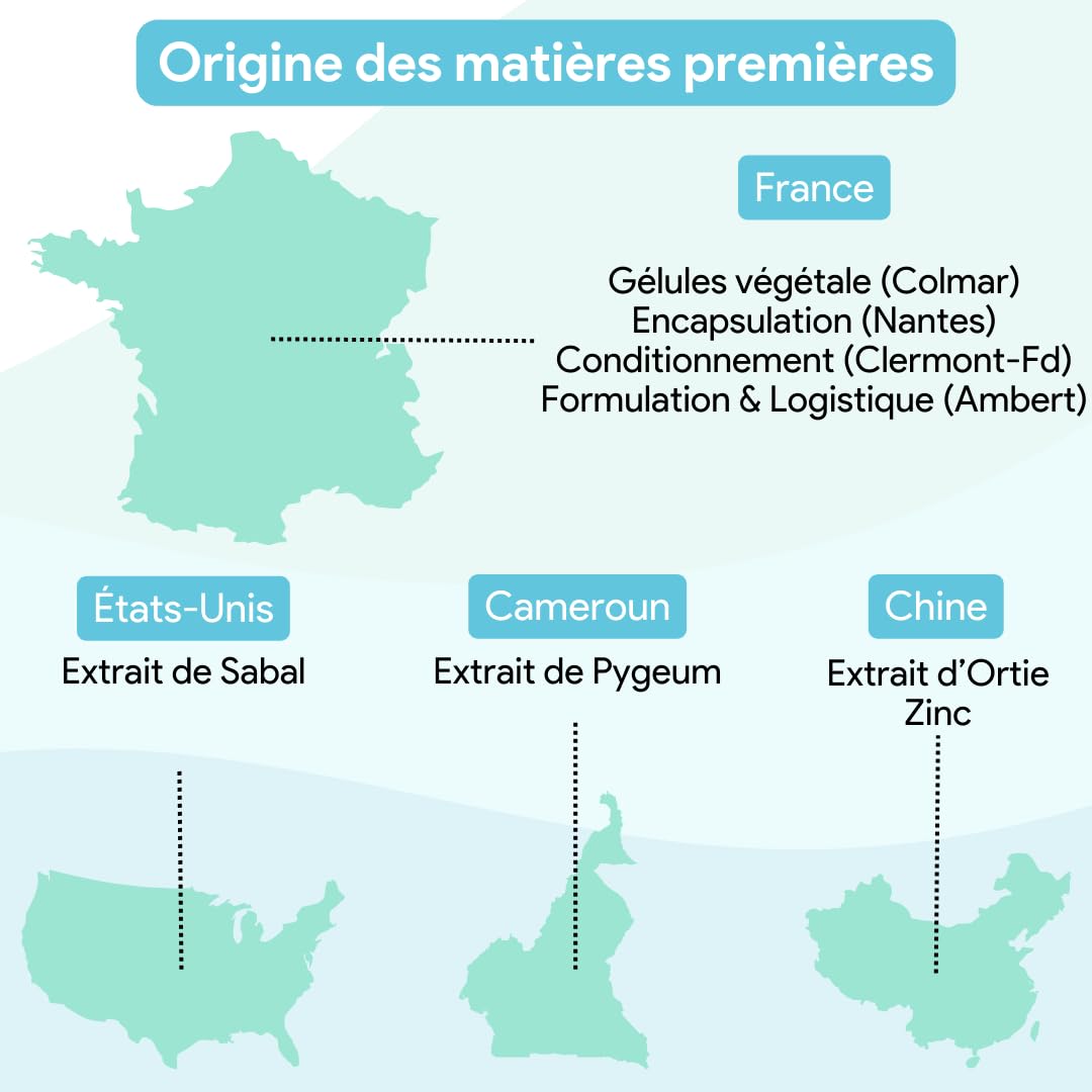 Prostatex • Confort urinaire & HBP | Prostate | Formule naturelle et vegan avec Saw palmetto, Ortie, Pépin de courge, Palmier nain, Pygeum africanum, Prunier d'afrique • Made in France - 120 gélules