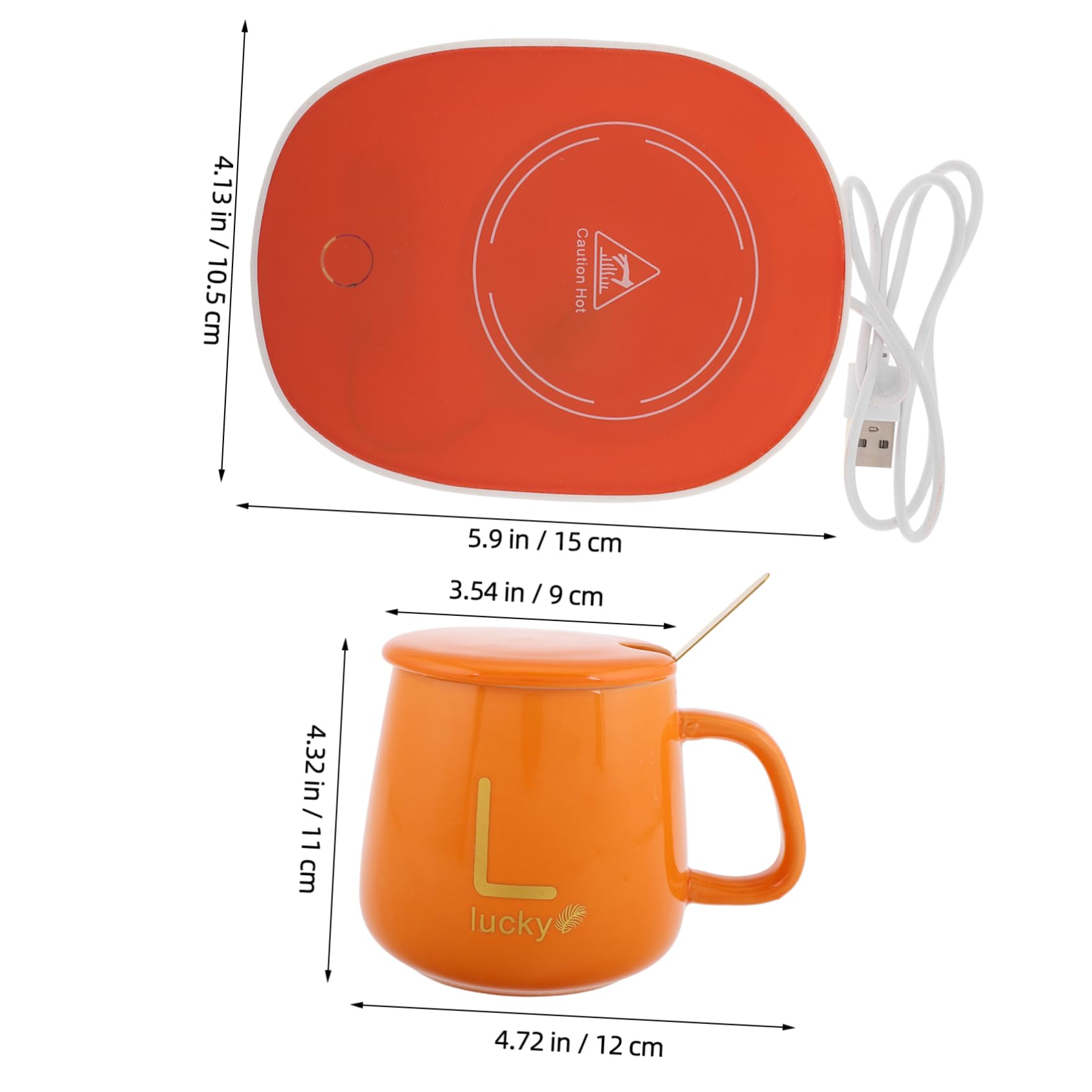 Cabilock Scaldatazze Elettrico Con Set Tazze Termiche in Ceramica, Riscaldamento Usb 5v, Antiscottatura Ergonomico, Per Ufficio, Casa e Regalo Confezione