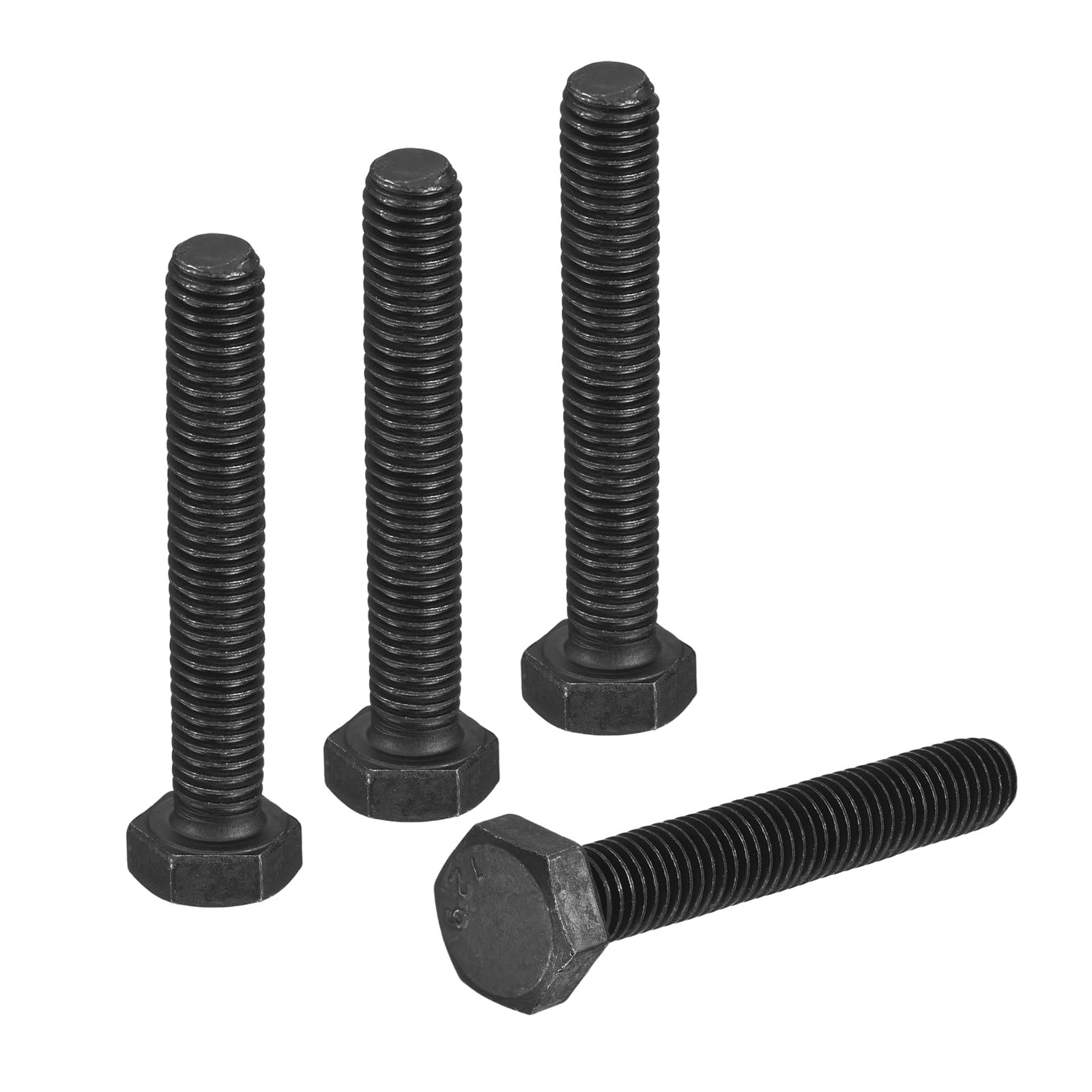 uxcell 4Pcs M8-1.25 x 50mm Left Hand Hex Head Bolt, Black Oxide Carbon Steel Reverse Fully Threaded Fastener Screws Bolts for Machinery, Automobiles