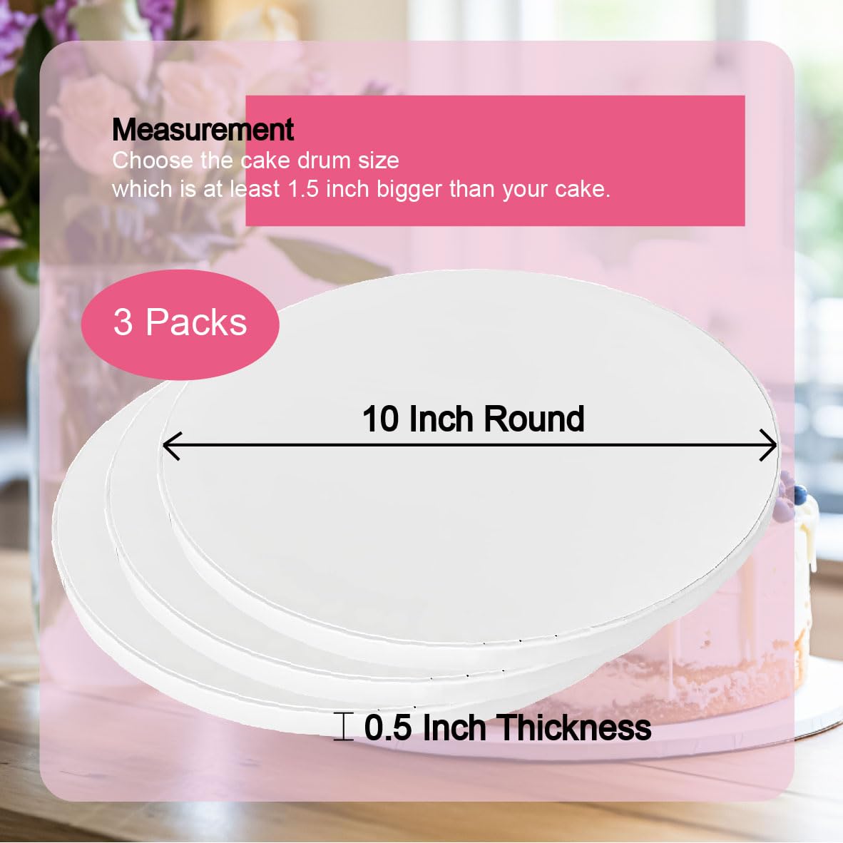 ANSCHER 9 Packs Round Cake Drums 10 Inch, Greaseproof
