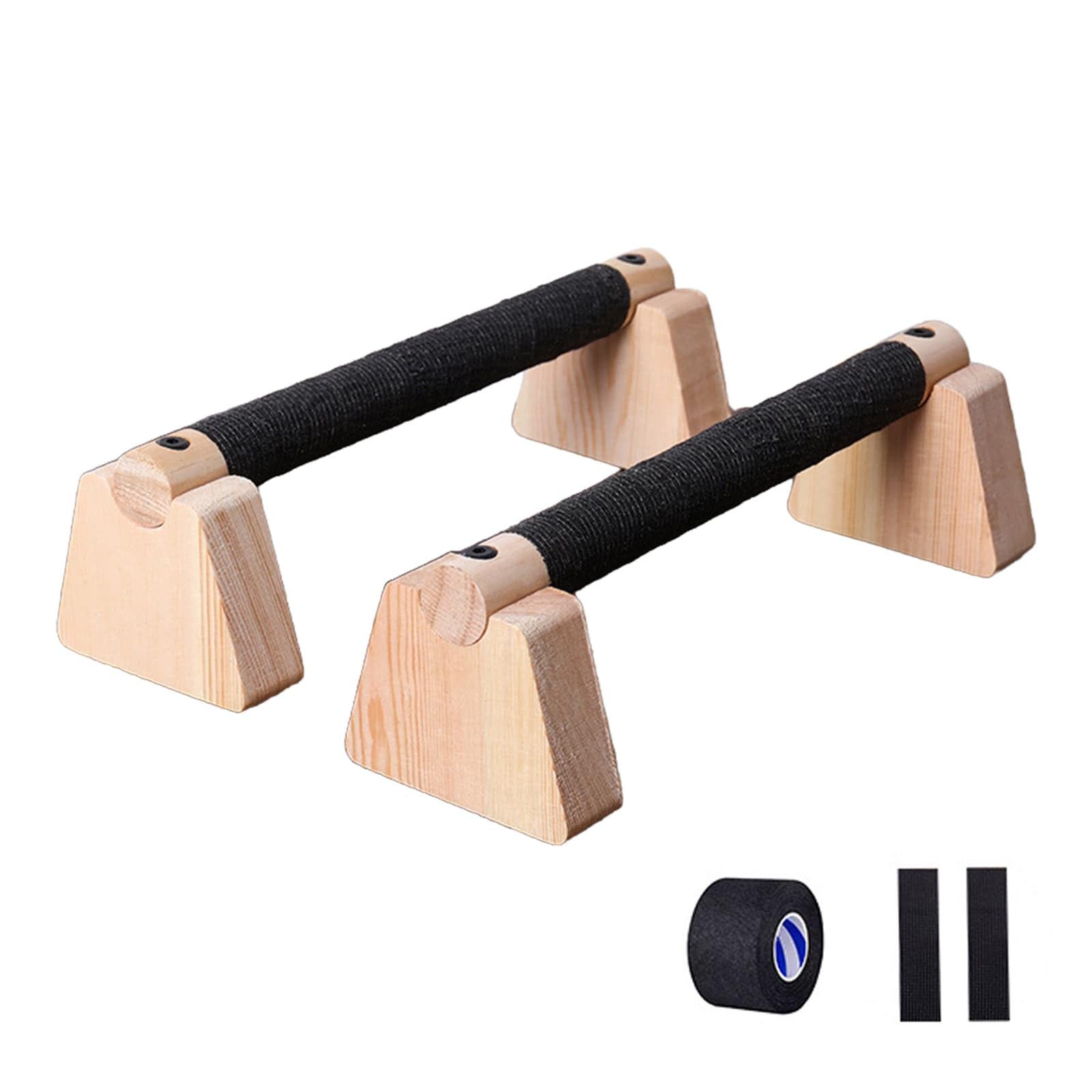Parallette in legno massiccio per flessioni, barre per calisthenics, piedi in gomma antiscivolo, per esercizi calistenici, attrezzature per fitness, ginnastica