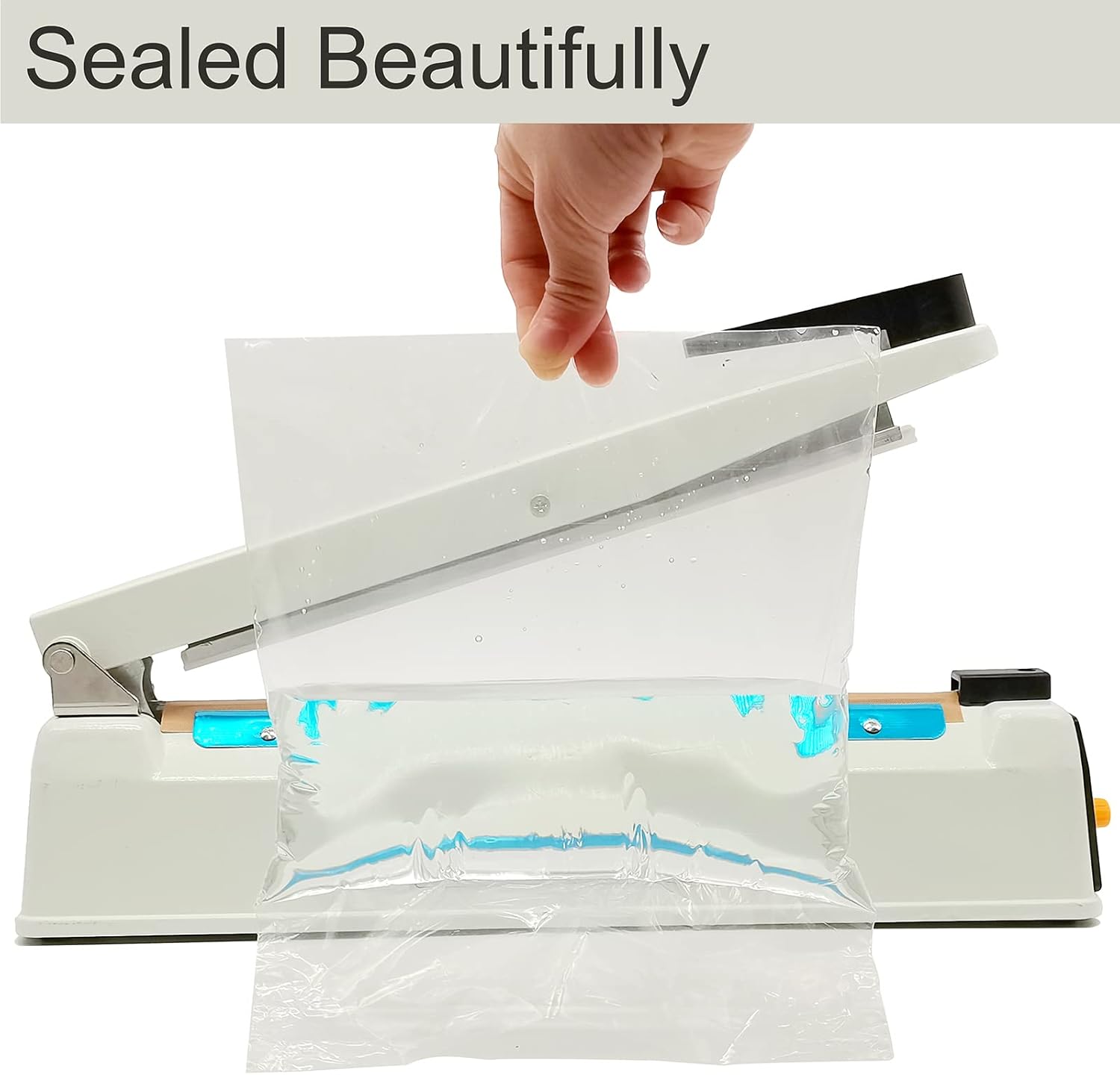 impulse heat sealer 12 inch 5mm mylar bag sealer, iron shell sealer, plastic bag sealer machine, with 4 replacements kit (2 cutting lines included) white 12"-5mm 12inch-5mm sealing width