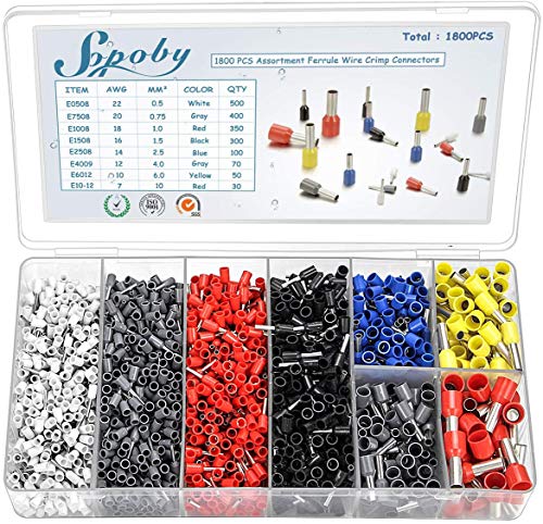 Sopoby 1800pcs Terminales cables electricos - Multi-tamao Terminal para Cableado Elctrico y Cables Conector Aislante de Cable(Multicolor)