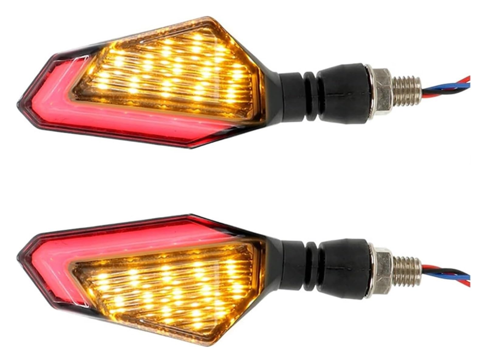 Indicatore Direzione Anteriore 12V 10mm Moto Indicatore di Direzione Luci Lampeggianti(Yellow And Red)