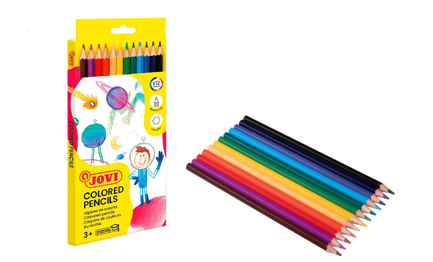 Pack Escolar Jovi 36 Piezas | 12 Lápices De Colores, 12 Rotuladores Lavables Y 12 Ceras Para Manualidades