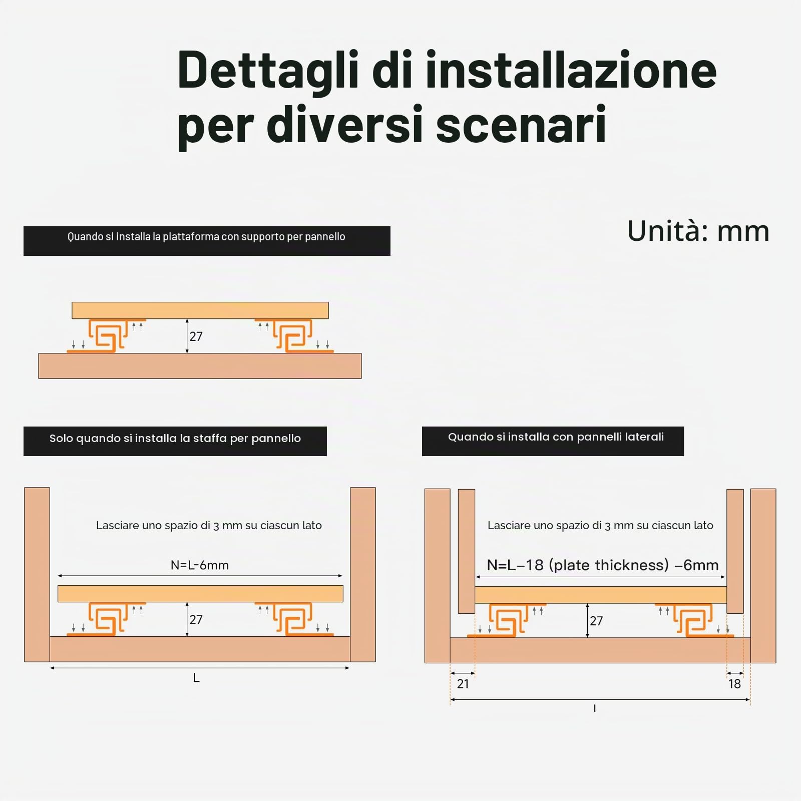 Guide per cassetti per carichi pesanti, montaggio a pavimento, 1 paio 400 mm