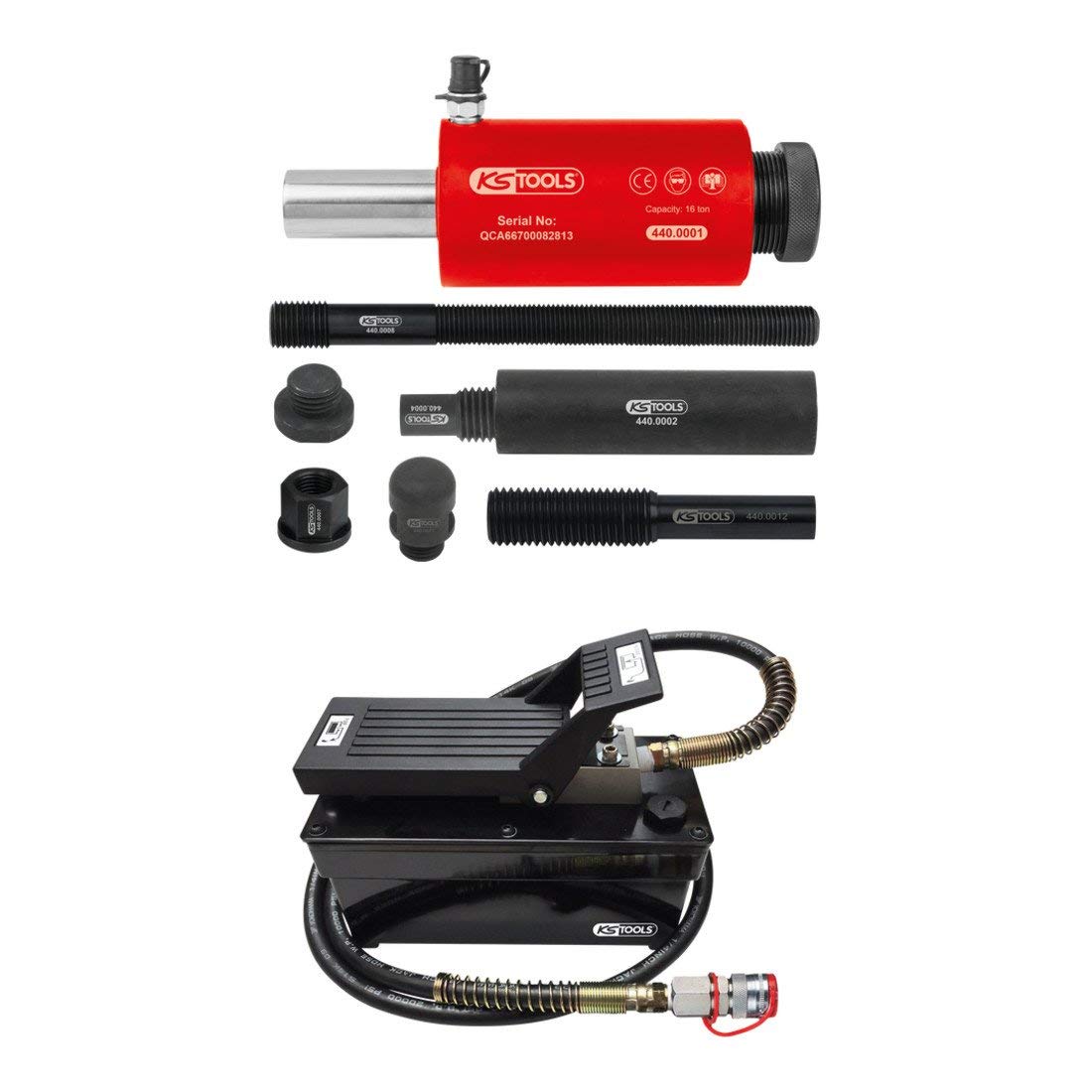 KS Tools Hydraulik-Einheit 16t mit Luft-Hydraulik-Pumpe