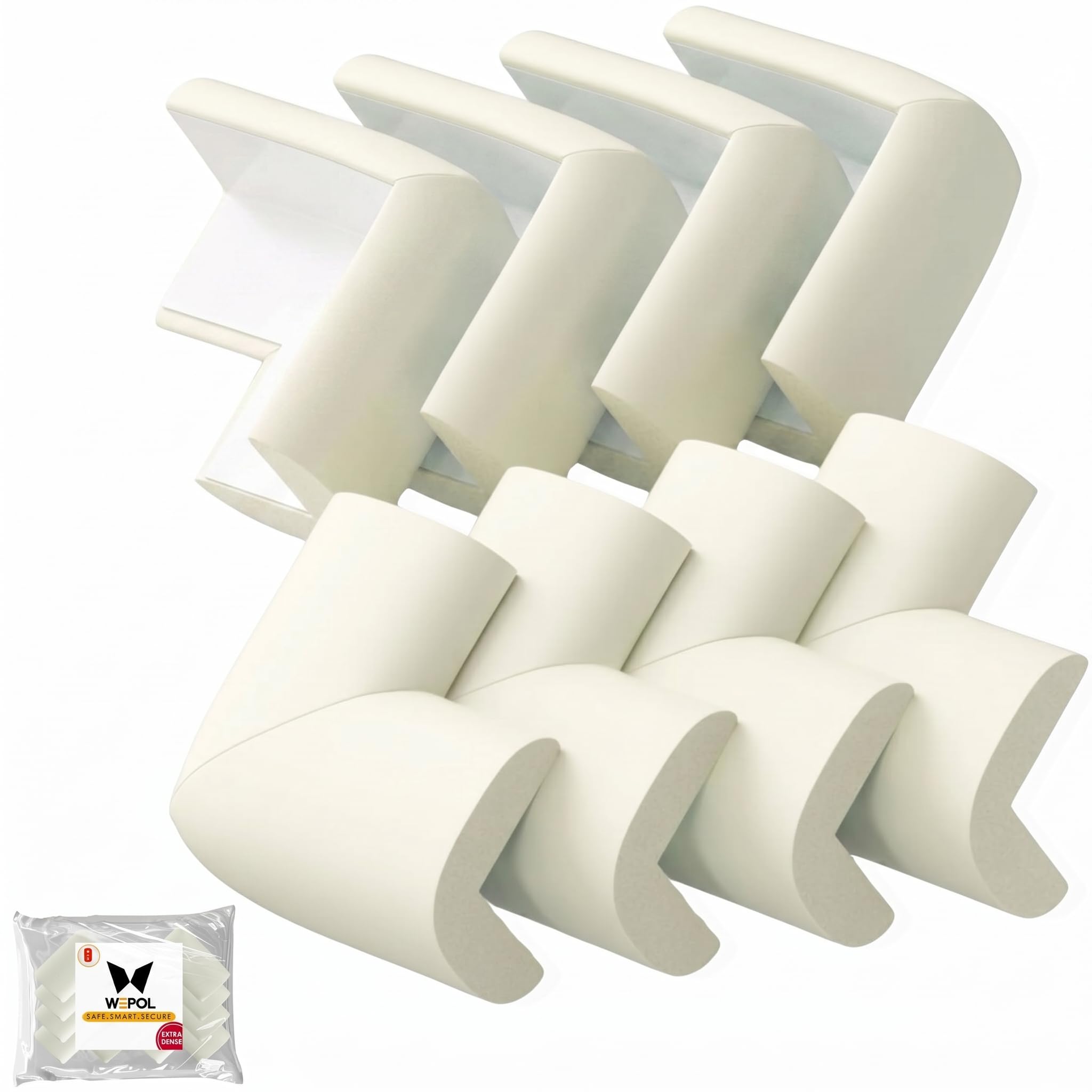 Corner Protector Baby Proof Corners and Edges, Table Corner Protectors for Baby Safety Corner Guards, Baby Proofing Corner Bumpers for Furniture Corner, 3M Adhesive Pre-Taped (White, Pack 8)