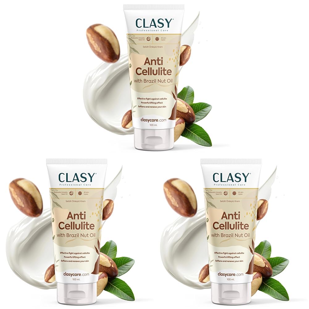 CLASYCARE Selülite Karşı Mükemmel Koruma - Brezilya Fındığı Yağlı Anti Selülit Kremi | Bacak, Basen ve Kalça Sıkılaştırıcı Krem | Dermatolojik Olarak Test Edilmiştir, 100 ml (3 paketi)