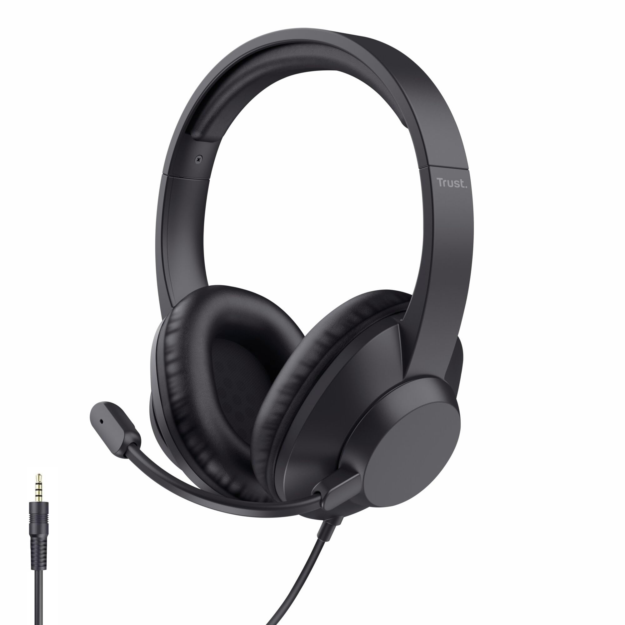 Trust Schwarz Ayda Max Pc Headset Mit Mikrofon Over-Ear 3.5Mm, | Kopfhörer Mit Kabel 1,80 M, Verstellbarer Kopfbügel, 85% Recyclingkunststoff, Für Office Teams Videokonferenz Zoom