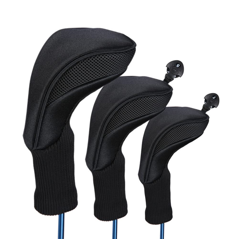 Fundas para Palos de Golf - 3 Fundas para Cabezas de Golf para Maderas de Calle de Conductor | Driver Hybrids - Accesorios de Golf de Cuello Largo para Hombres, Mujeres, niños y niñas