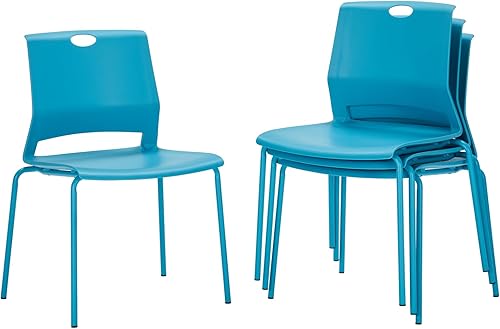 Sidanli Sillas de sala de espera, sillas de oficina apilables con cómodo asiento aerodinámico, sillas apilables azules sin ruedas para sala de