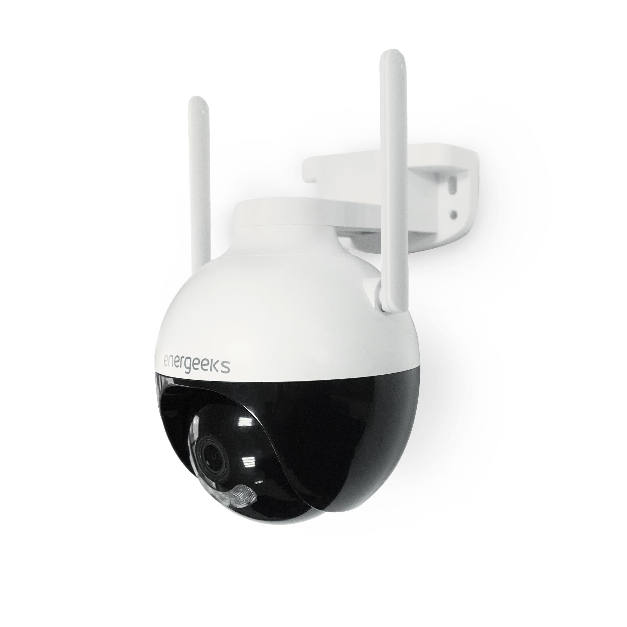 energeeks Defender III - Cámara Vigilancia Exterior WiFi - IP66-4 MP - Detección Movimiento/Sonido - Visión Nocturna - Audio Bidireccional - Luces LED y Sirena - Almacenamiento SD/Nube