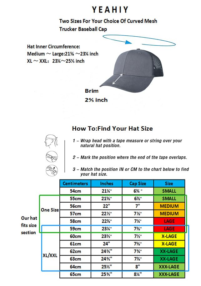 Image of Mens Mesh Snapback Hat Fits One Size & XXL | Structured Adjustable Trucker Hats | Sturdy Outdoor Blank Baseball Cap