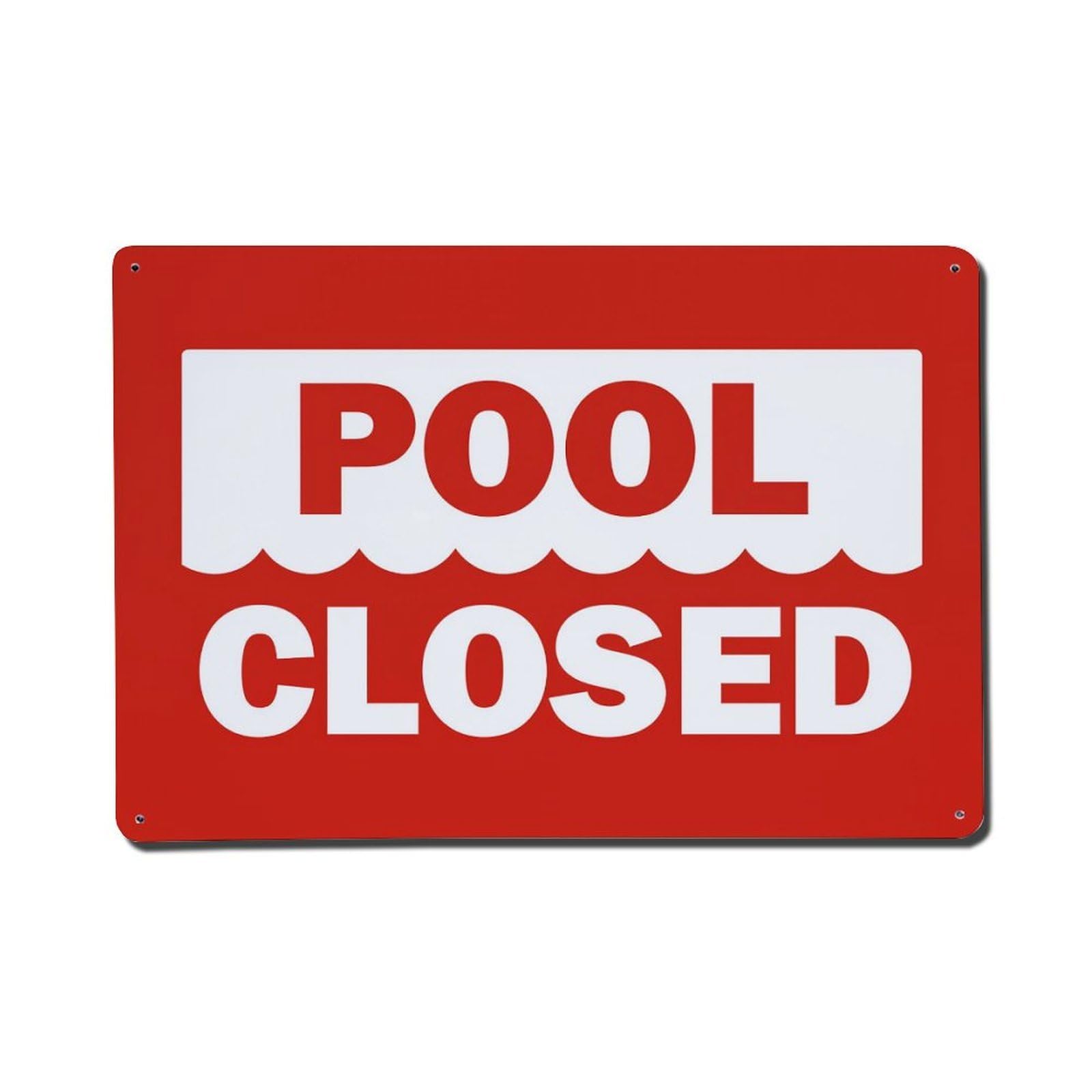 Pool Closed Sign Pattern Retro Metal Tin Sign, Vintage Metal Poster for Home, Gaming Room, Studio Workshop,Bar,Garage Wall Art Decor 8x12 Inch