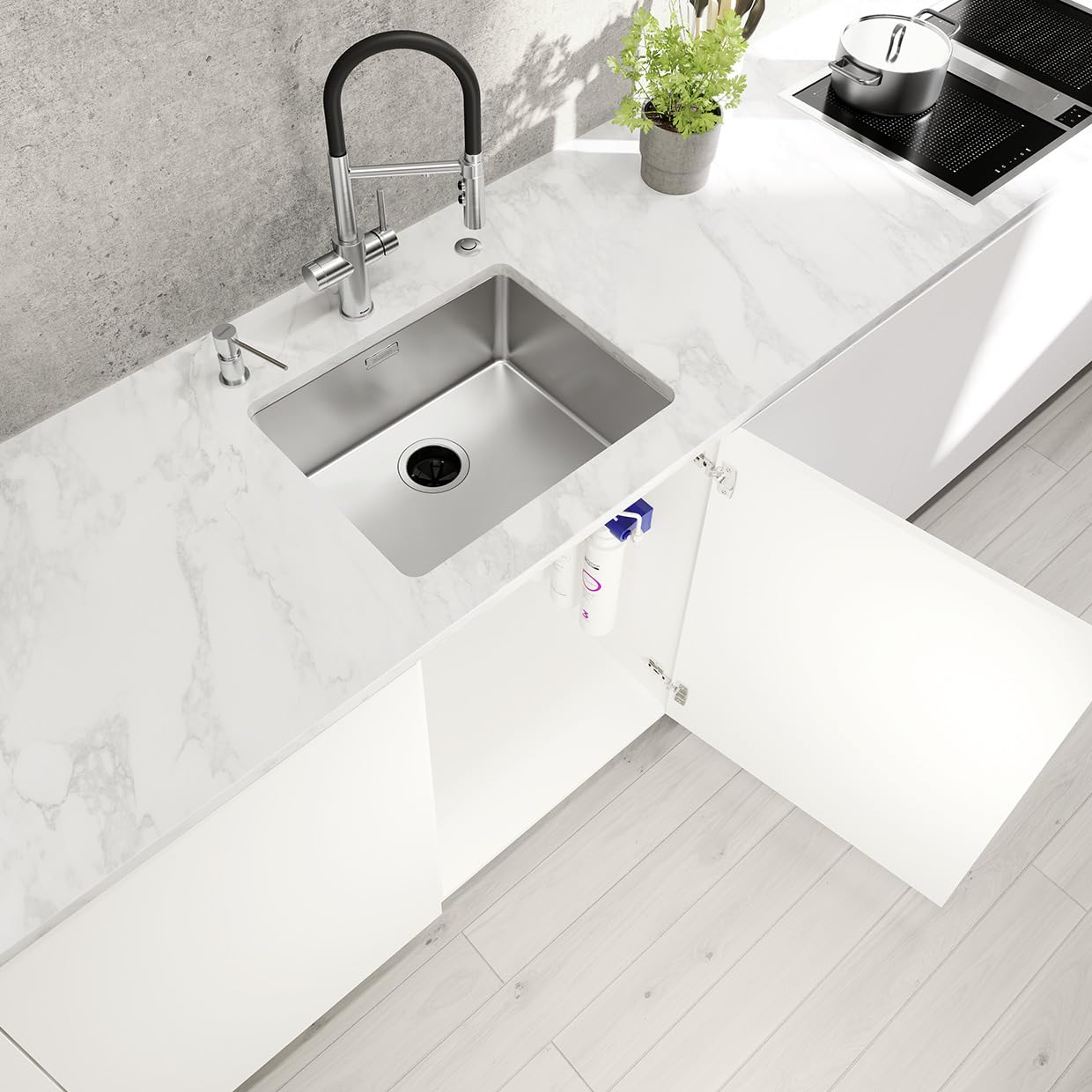 BLANCO Filtro CATRIS-S Flexo | Grifo de cocina cromado | Alta presión | Agua filtrada con filtro BWT | Cambio de chorro transparente a chorro de ducha | Calidad segura del agua y ahorro de agua