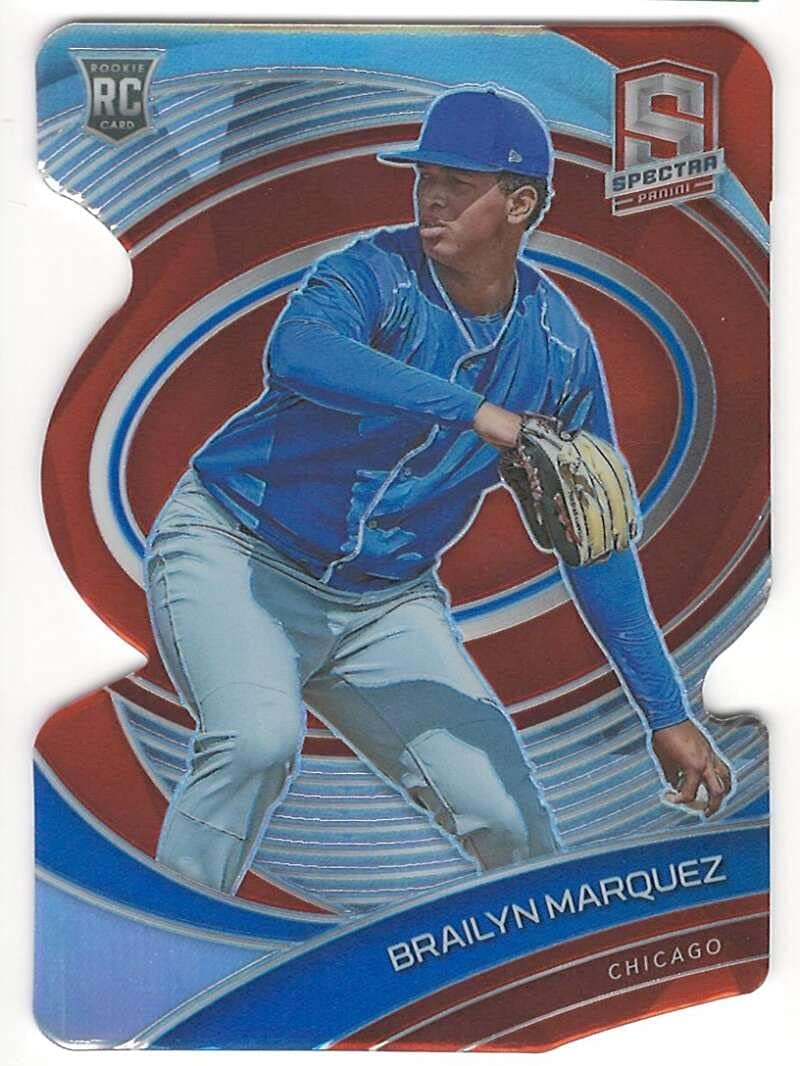 BRAILYN MARQUEZ 2021 RC SSP Panini Spectra Neon Orange Die Cut #139 NM+-MT+ RC Rookie /15 Chicago Cubs Super Short Print