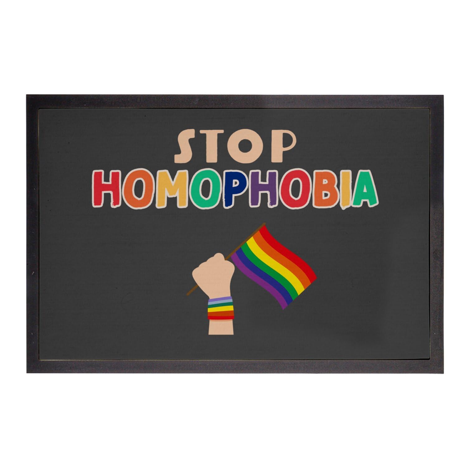 Paillasson Noir LGBTQ+ Gay Lesbien Pride 75x50cm pour sublimer votre entrée de maison