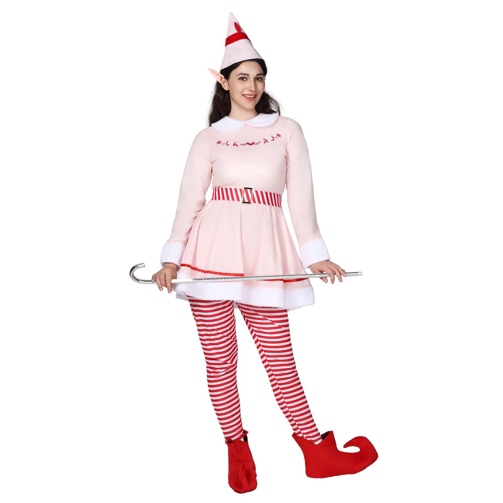 EraSpooky Costume d'elfe de Noël pour femme, déguisement d'elfe de Noël de luxe