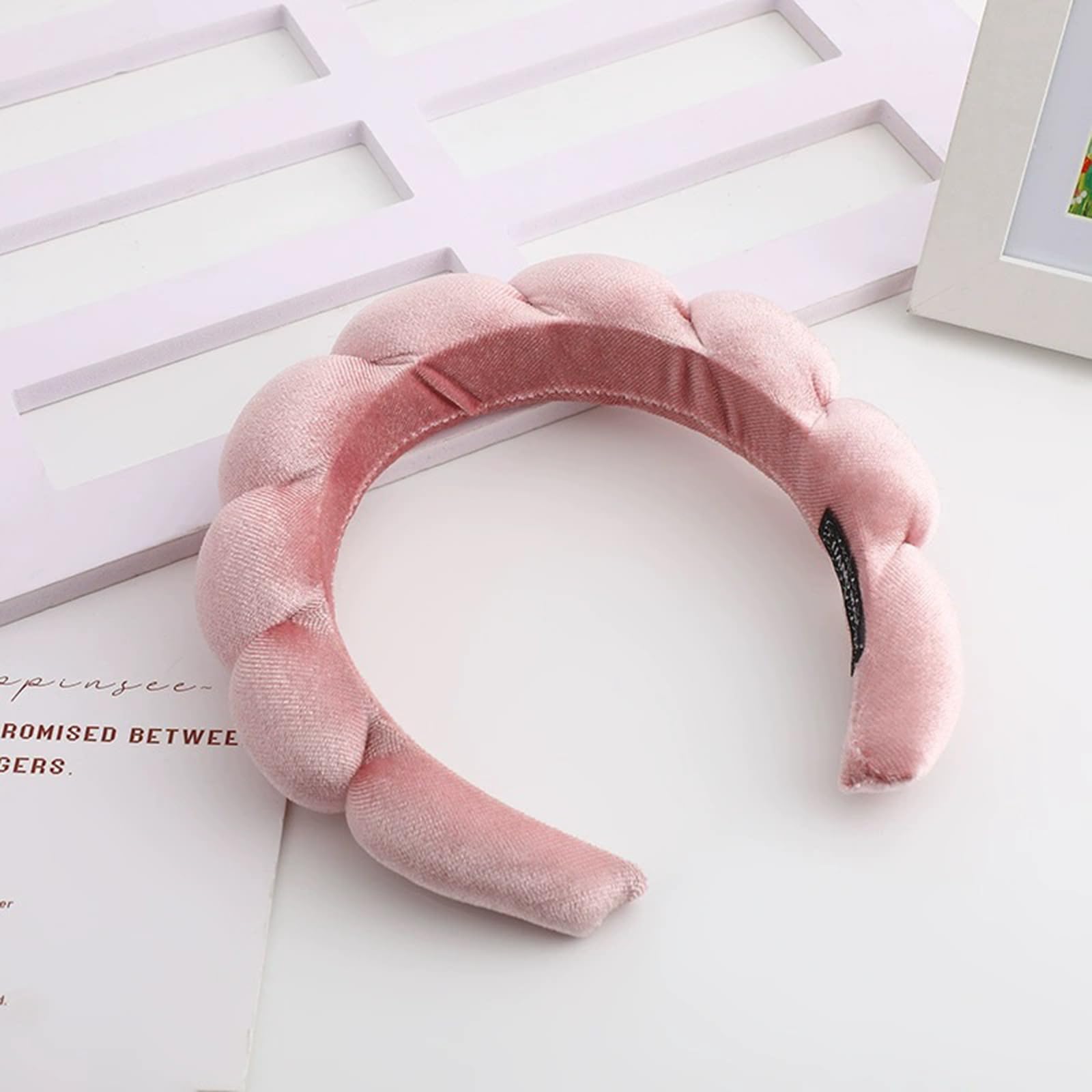Ling & Bai 2Pcs Spa Headbands Soft Makeup Headband for Women Velvet Skincare Hairband Hair Accessories for Face Washing Shower Facial Mask (Black,Pink - Image 2