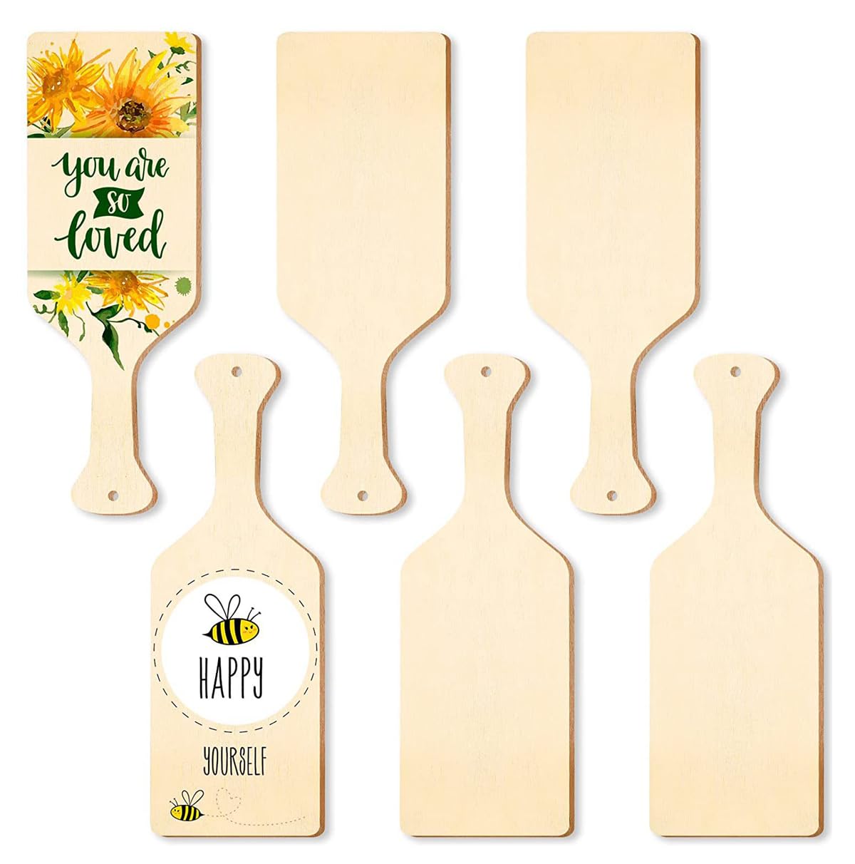 24 * 9cm Wooden Mini Cutting Board with Handle, 10 Pcs Wood Craft Mini Charcuterie Boards Paddle Blank Small Chopping Board for DIY Kitchen Decor Summer Party Supply
