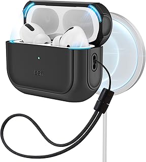 ESR for AirPods Pro 2nd Generation Case (HaloLock), Compatible with Airpods Pro Case 2nd/1st Gen (2023/2022/2019), Compatible with MagSafe, Full Drop Protection Cover with Lanyard, Black