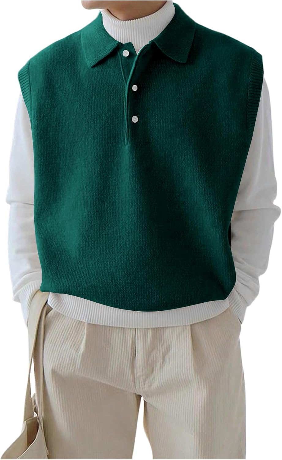 Verdusa Men's Old Money Sweater Vest Cable Knit V Neck Oversized Sleeveless Pullover Top